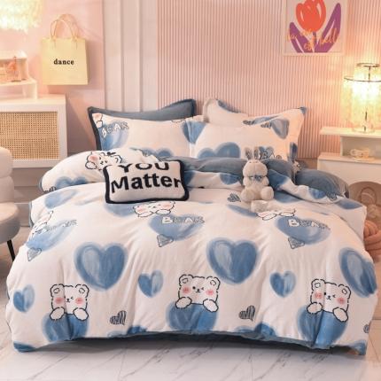 梦之岛2022新款印花牛奶绒四件套 甜蜜心声