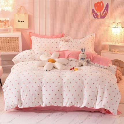 梦之岛2022新款印花牛奶绒四件套 心相印