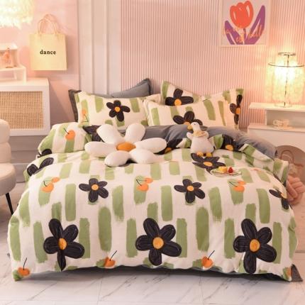 梦之岛2022新款印花牛奶绒四件套 幸运花