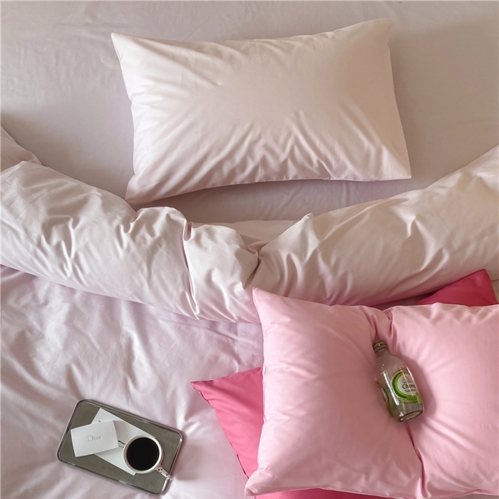 91家纺网 家纺一手货源 找家纺 棉眠2022新款40支纯棉夏日pinkpower系列四件套 浅粉