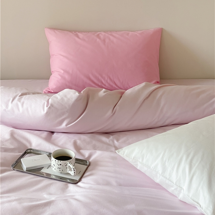 91家纺网 家纺一手货源 找家纺 棉眠2022新款40支纯棉夏日pinkpower系列四件套 浅粉