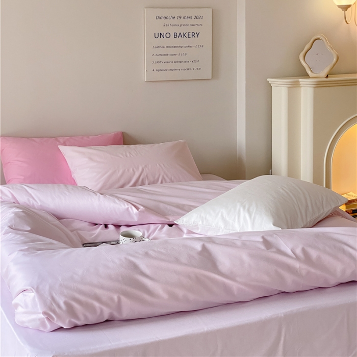 91家纺网 家纺一手货源 找家纺 棉眠2022新款40支纯棉夏日pinkpower系列四件套 浅粉