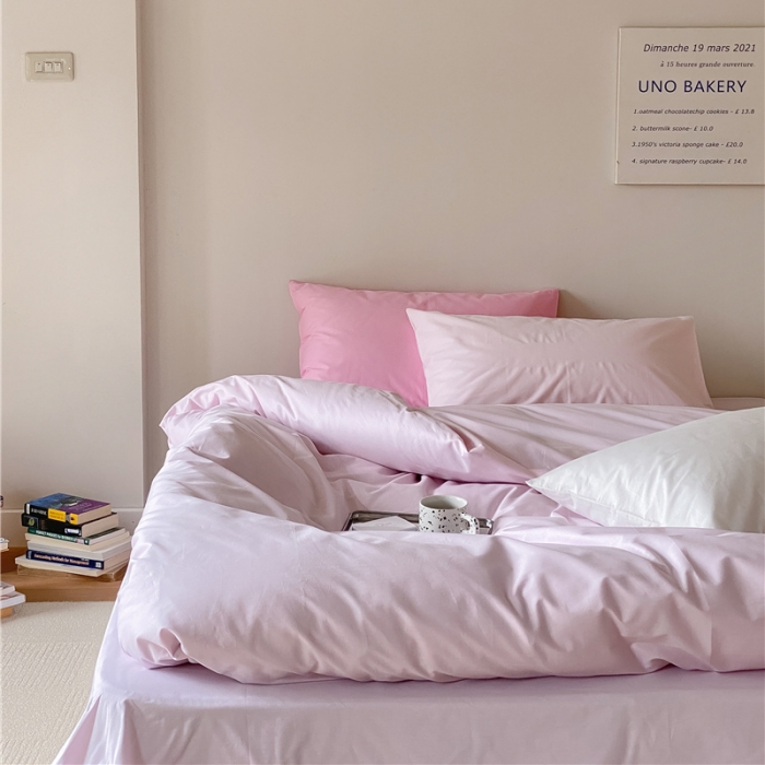 91家纺网 家纺一手货源 找家纺 棉眠2022新款40支纯棉夏日pinkpower系列四件套 浅粉