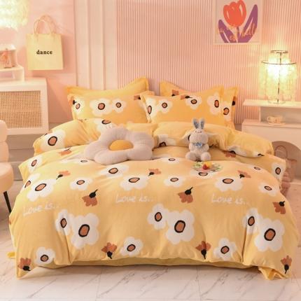 梦之岛2022新款印花牛奶绒四件套 叶叶深情