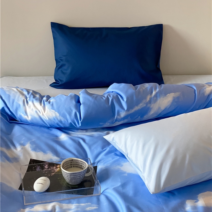 91家纺网 家纺一手货源 找家纺 棉眠2022新40支纯棉夏日pinkpower系列四件套晴空