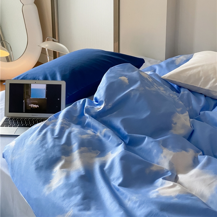 91家纺网 家纺一手货源 找家纺 棉眠2022新40支纯棉夏日pinkpower系列四件套晴空