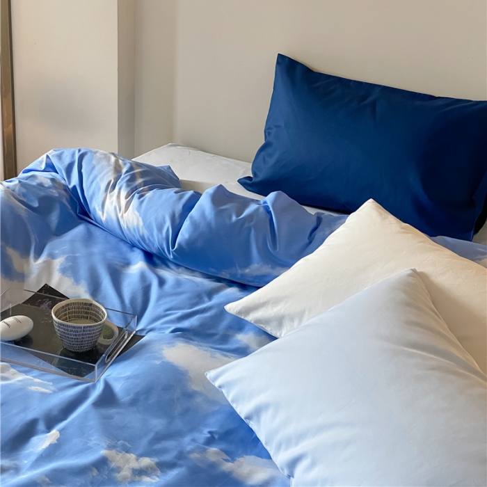 91家纺网 家纺一手货源 找家纺 棉眠2022新40支纯棉夏日pinkpower系列四件套晴空