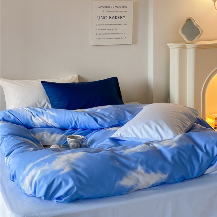 91家纺网 家纺一手货源 找家纺 棉眠2022新40支纯棉夏日pinkpower系列四件套晴空