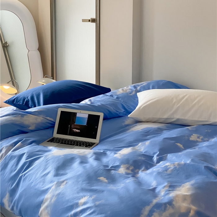 91家纺网 家纺一手货源 找家纺 棉眠2022新40支纯棉夏日pinkpower系列四件套晴空