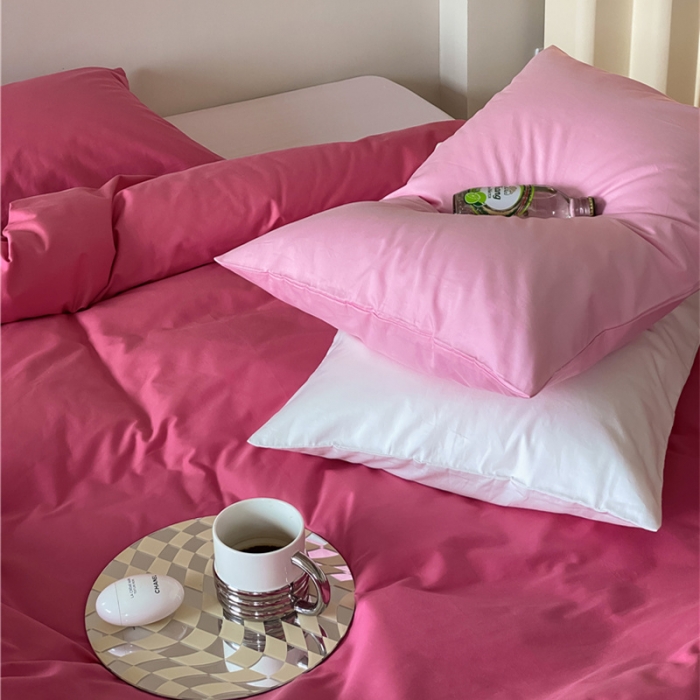 91家纺网 家纺一手货源 找家纺 棉眠2022新款纯棉夏日pinkpower四件套 深粉+浅粉