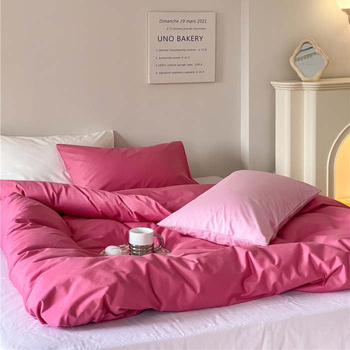 91家纺网 家纺一手货源 找家纺 棉眠2022新款纯棉夏日pinkpower四件套 深粉+浅粉