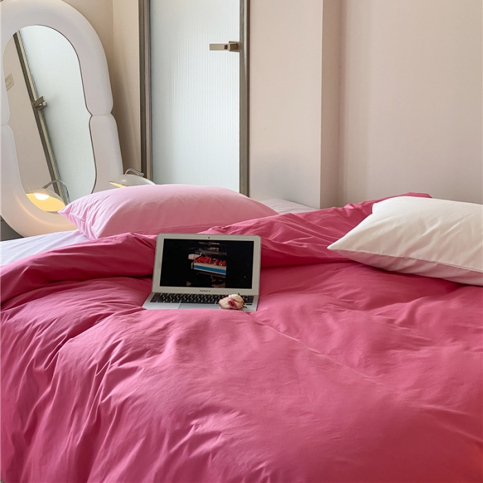 91家纺网 家纺一手货源 找家纺 棉眠2022新款纯棉夏日pinkpower四件套 深粉+浅粉