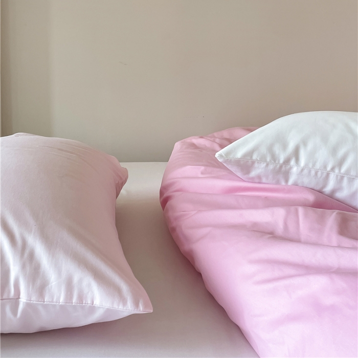 91家纺网 家纺一手货源 找家纺 棉眠2022新款40支纯棉夏日pinkpower系列四件套 中粉-白