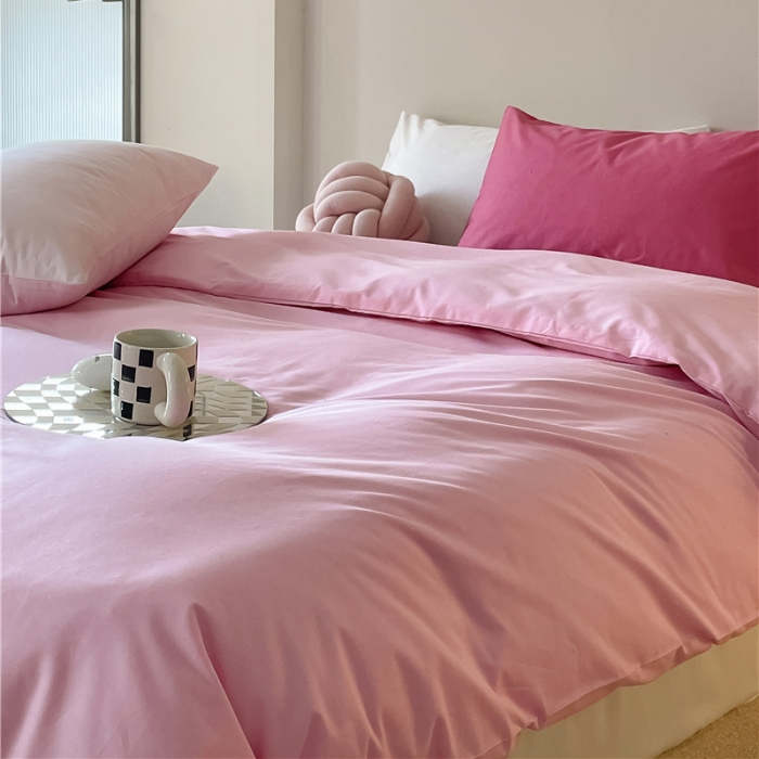 91家纺网 家纺一手货源 找家纺 棉眠2022新款40支纯棉夏日pinkpower系列四件套 中粉-白