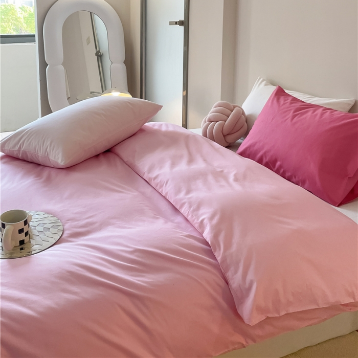 91家纺网 家纺一手货源 找家纺 棉眠2022新款40支纯棉夏日pinkpower系列四件套 中粉-白