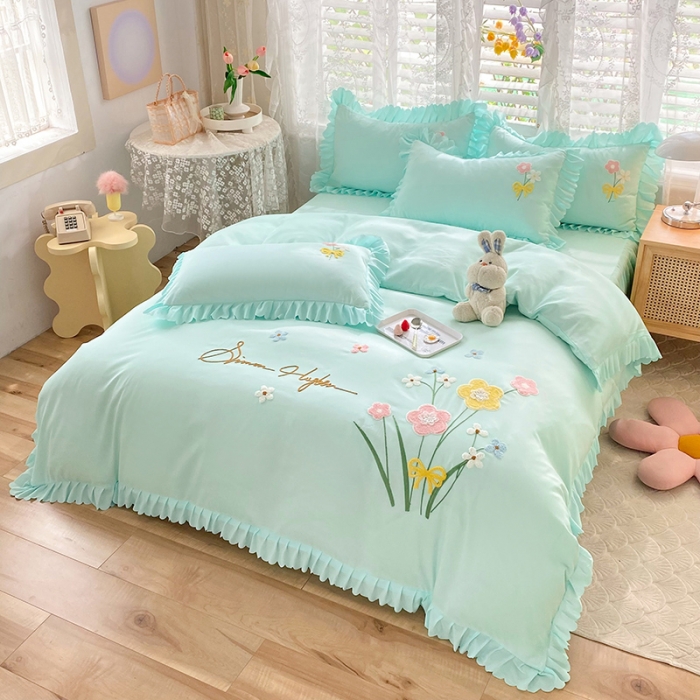 91家纺网 家纺一手货源 找家纺 （总）梦之岛2022新款韩版遇见系列毛巾绣四件套