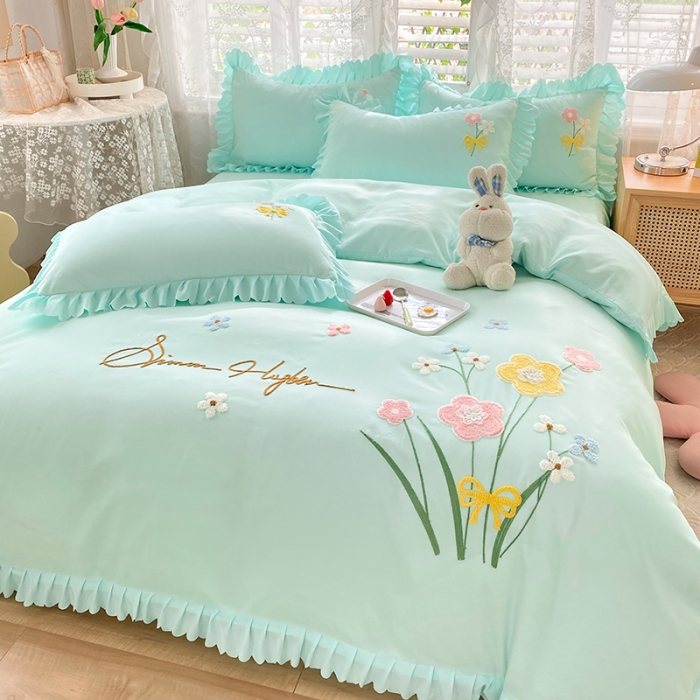 91家纺网 家纺一手货源 找家纺 （总）梦之岛2022新款韩版遇见系列毛巾绣四件套