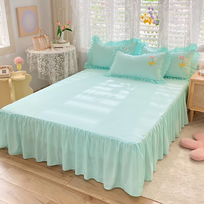 91家纺网 家纺一手货源 找家纺 梦之岛2022新款韩版遇见系列毛巾绣四件套 遇见-薄荷绿