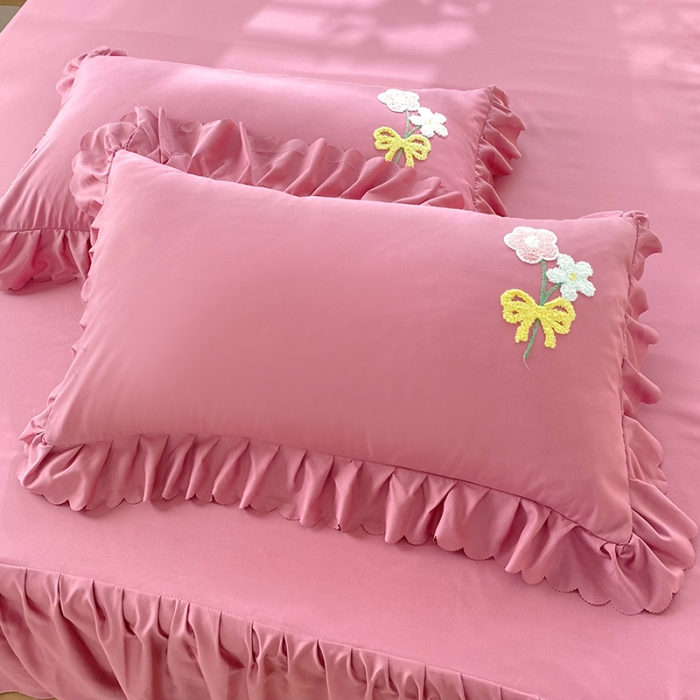 91家纺网 家纺一手货源 找家纺 梦之岛2022新款韩版遇见系列毛巾绣四件套 遇见-豆沙