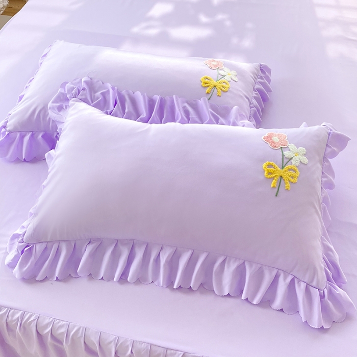 91家纺网 家纺一手货源 找家纺 梦之岛2022新款韩版遇见系列毛巾绣四件套 遇见-梦幻紫