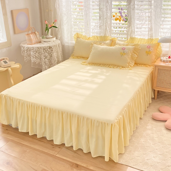 91家纺网 家纺一手货源 找家纺 梦之岛2022新款韩版遇见系列毛巾绣四件套 遇见-奶黄