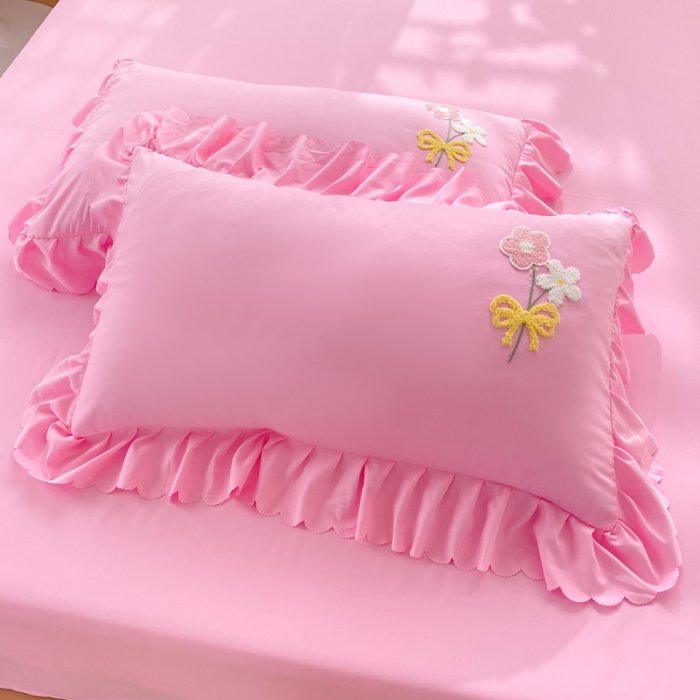 91家纺网 家纺一手货源 找家纺 梦之岛2022新款韩版遇见系列毛巾绣四件套 遇见-胭脂粉