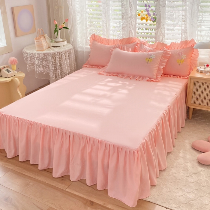 91家纺网 家纺一手货源 找家纺 梦之岛2022新款韩版遇见系列毛巾绣四件套 遇见-樱花粉