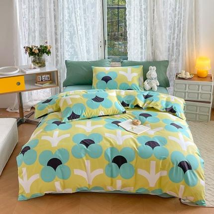 91家纺网 家纺一手货源 找家纺 感遇2022新款纯棉印花四件套 花开朵朵