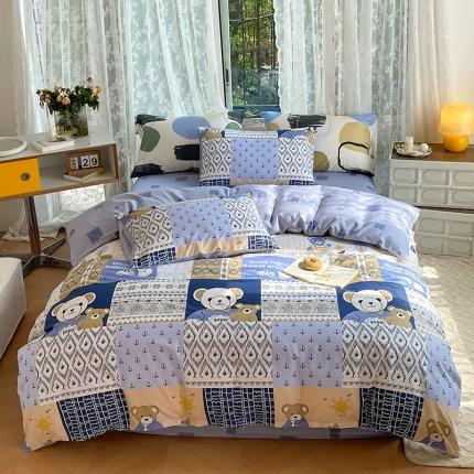 91家纺网 家纺一手货源 找家纺 感遇2022新款纯棉印花四件套 伙伴熊