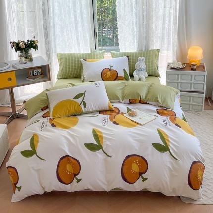 91家纺网 家纺一手货源 找家纺 感遇2022新款纯棉印花四件套 秋实