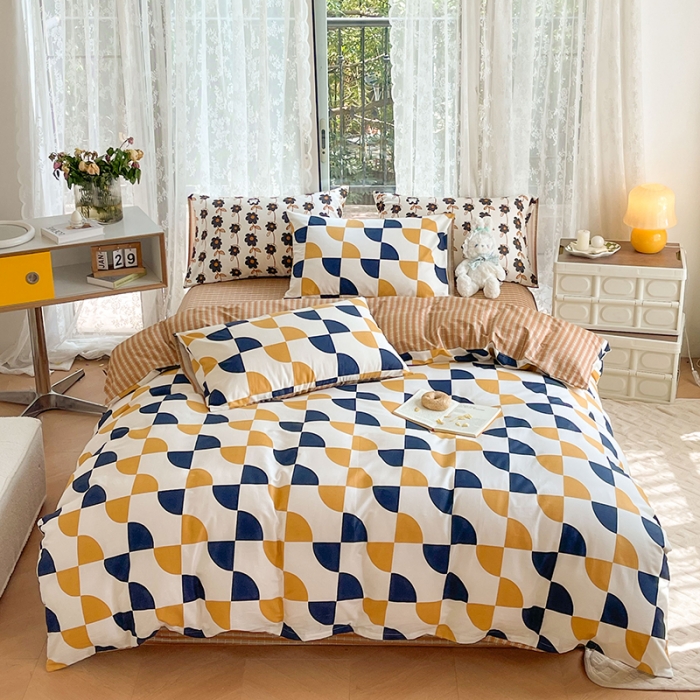 91家纺网 家纺一手货源 找家纺 感遇2022新款纯棉印花四件套 潮牌