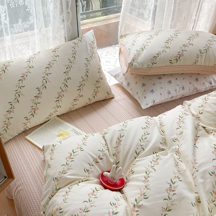 91家纺网 家纺一手货源 找家纺 感遇2022新款纯棉印花四件套 春风里