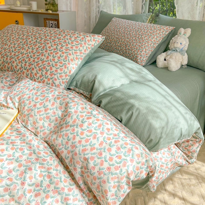 91家纺网 家纺一手货源 找家纺 感遇2022新款纯棉印花四件套 繁花