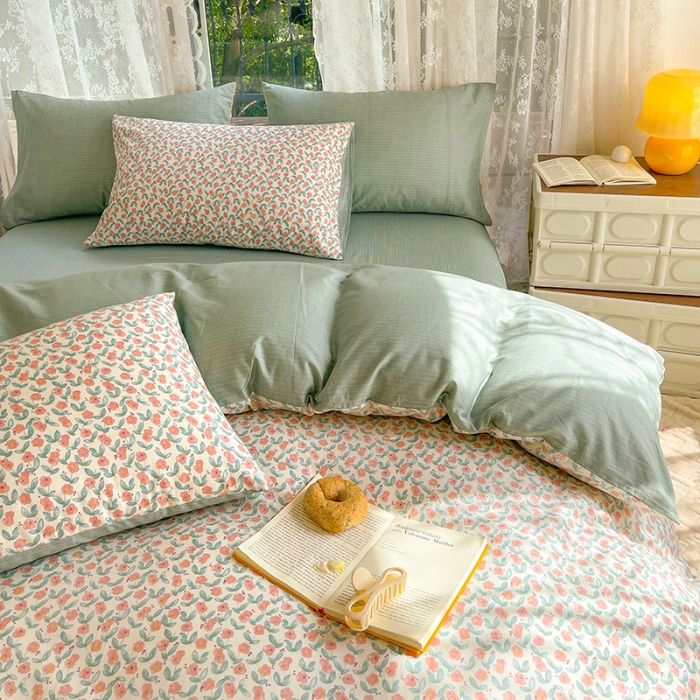 91家纺网 家纺一手货源 找家纺 感遇2022新款纯棉印花四件套 繁花