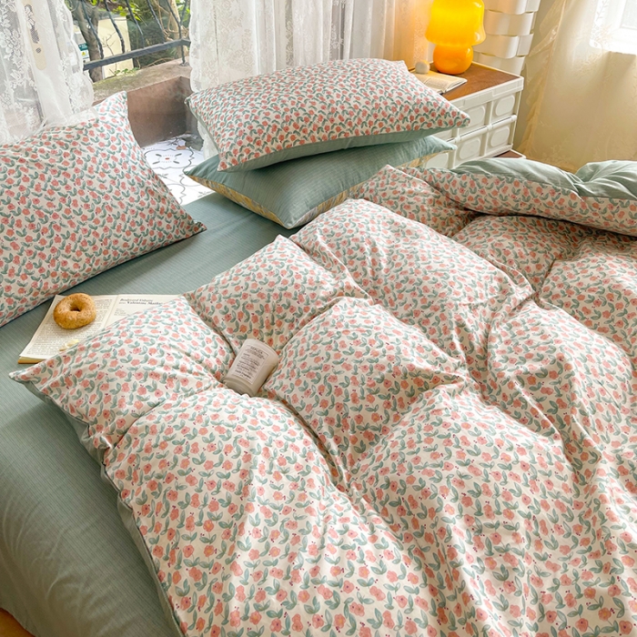 91家纺网 家纺一手货源 找家纺 感遇2022新款纯棉印花四件套 繁花