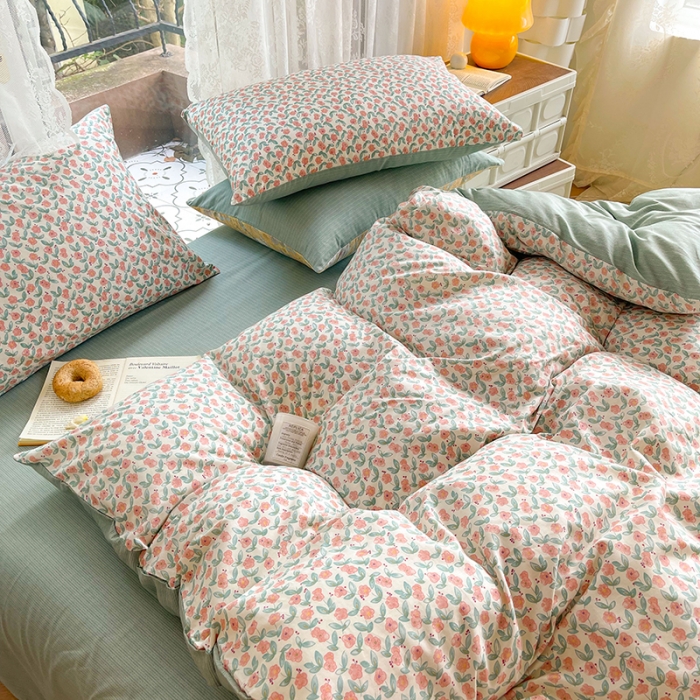 91家纺网 家纺一手货源 找家纺 感遇2022新款纯棉印花四件套 繁花