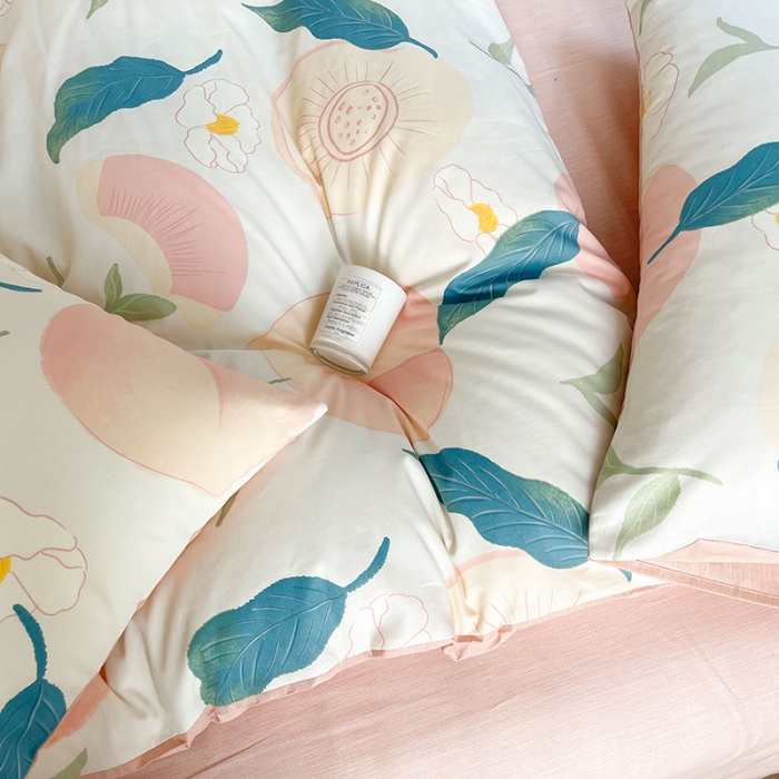 91家纺网 家纺一手货源 找家纺 感遇2022新款纯棉印花四件套 粉嫩桃桃