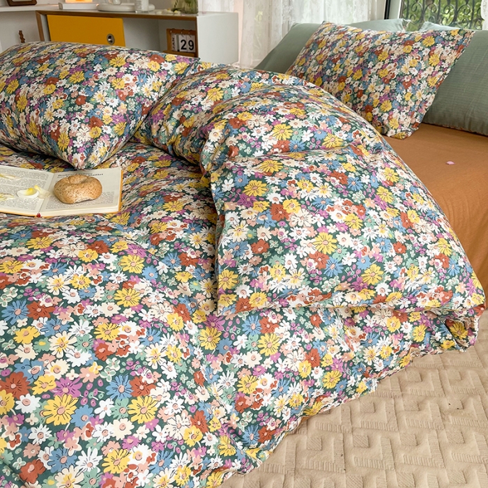 91家纺网 家纺一手货源 找家纺 感遇2022新款纯棉印花四件套 复古碎花