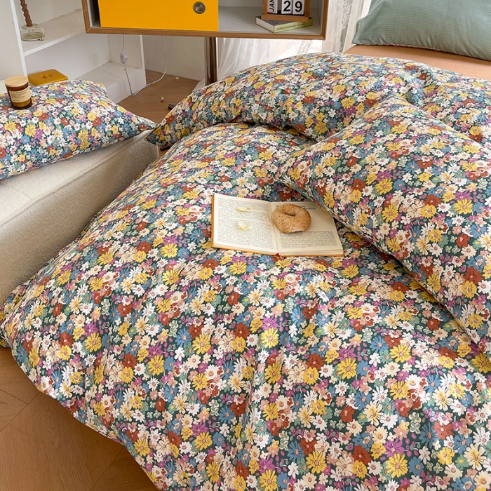 91家纺网 家纺一手货源 找家纺 感遇2022新款纯棉印花四件套 复古碎花