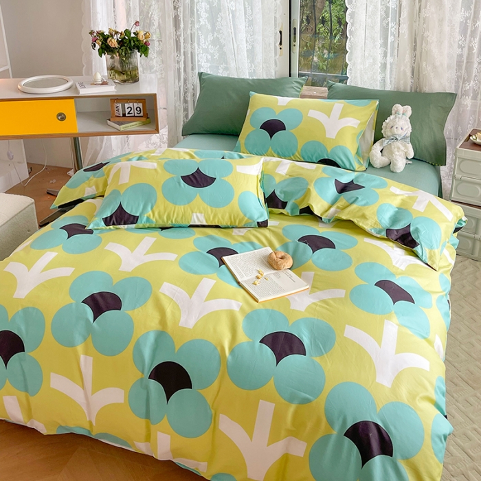 91家纺网 家纺一手货源 找家纺 感遇2022新款纯棉印花四件套 花开朵朵