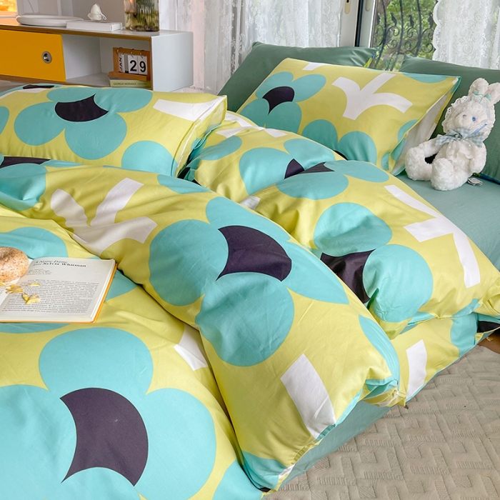 91家纺网 家纺一手货源 找家纺 感遇2022新款纯棉印花四件套 花开朵朵