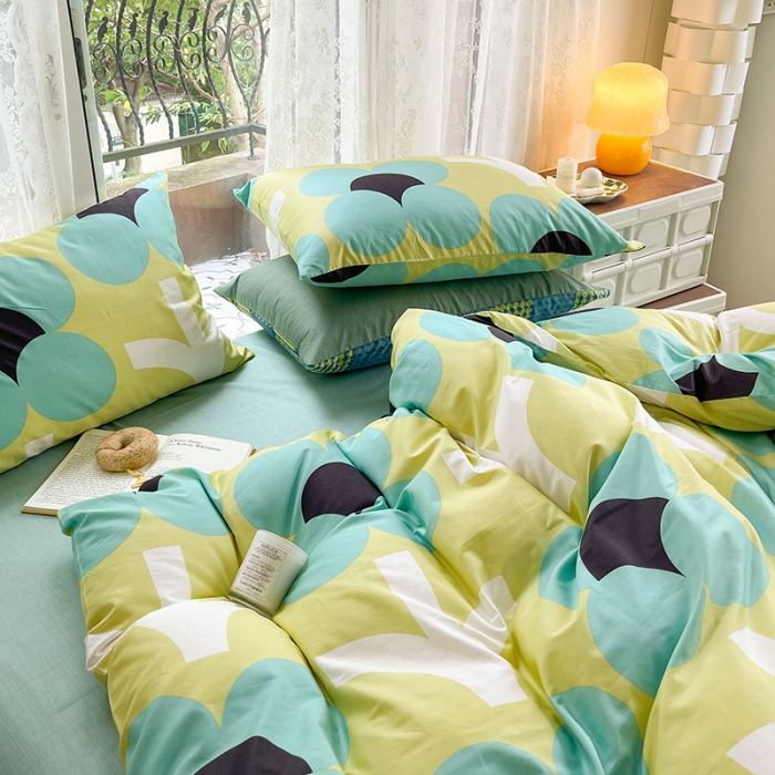 91家纺网 家纺一手货源 找家纺 感遇2022新款纯棉印花四件套 花开朵朵