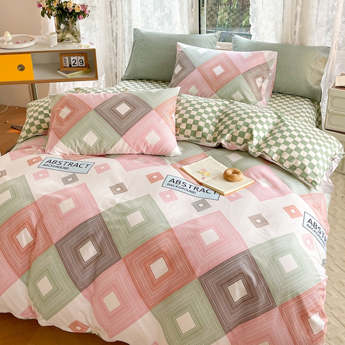 91家纺网 家纺一手货源 找家纺 感遇2022新款纯棉印花四件套 回纹