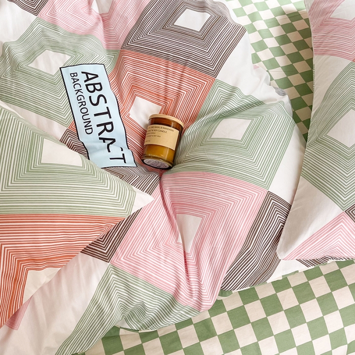 91家纺网 家纺一手货源 找家纺 感遇2022新款纯棉印花四件套 回纹