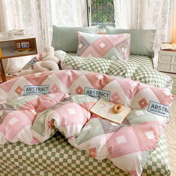 91家纺网 家纺一手货源 找家纺 感遇2022新款纯棉印花四件套 回纹