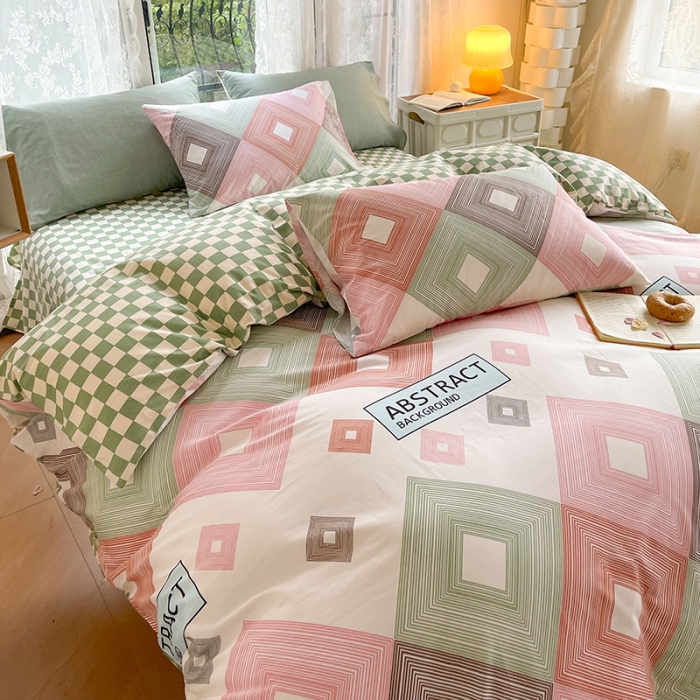 91家纺网 家纺一手货源 找家纺 感遇2022新款纯棉印花四件套 回纹