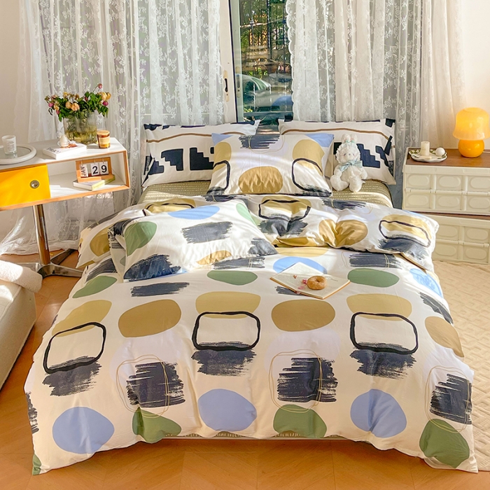 91家纺网 家纺一手货源 找家纺 感遇2022新款纯棉印花四件套 里约