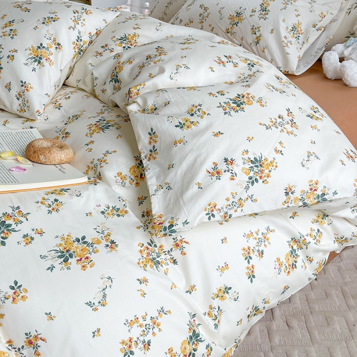 91家纺网 家纺一手货源 找家纺 感遇2022新款纯棉印花四件套 木槿