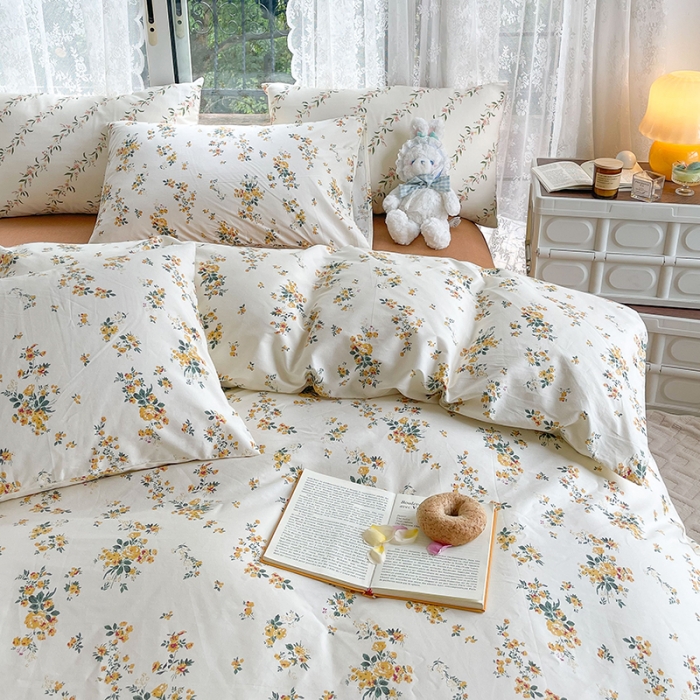 91家纺网 家纺一手货源 找家纺 感遇2022新款纯棉印花四件套 木槿