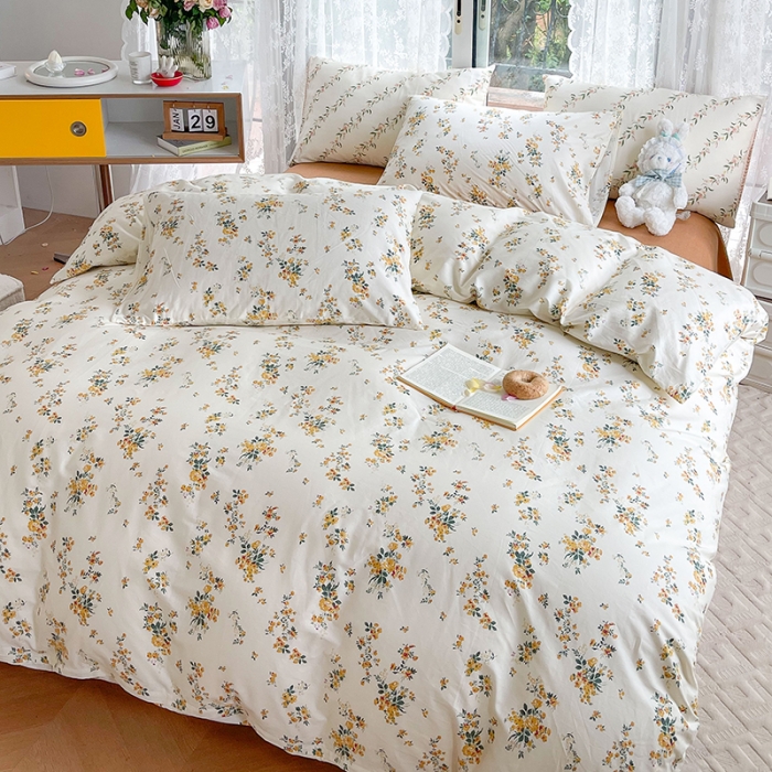 91家纺网 家纺一手货源 找家纺 感遇2022新款纯棉印花四件套 木槿